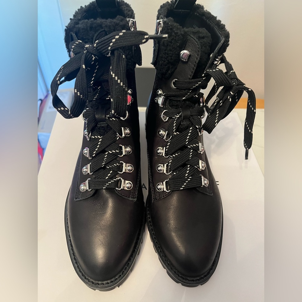 Rebecca Minkoff Jaylin Faux Sherling Cuff Boot size 8 Black NIB